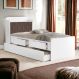 Cama Tamires Baú Branco Com Auxiliar E Capitonê Nogal
