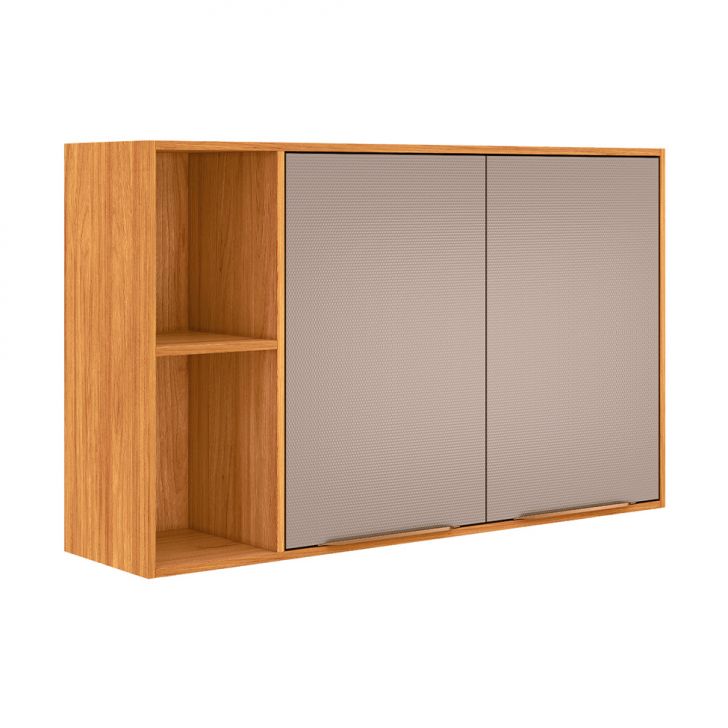Armário Aéreo Plena 2 Portas Nude e Cinamomo 120 cm