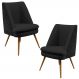 Kit 02 Poltronas Decorativa Pérsia Pés Palito D02 Veludo Preto C-300 Corano Preto B-97 - Lyam Decor