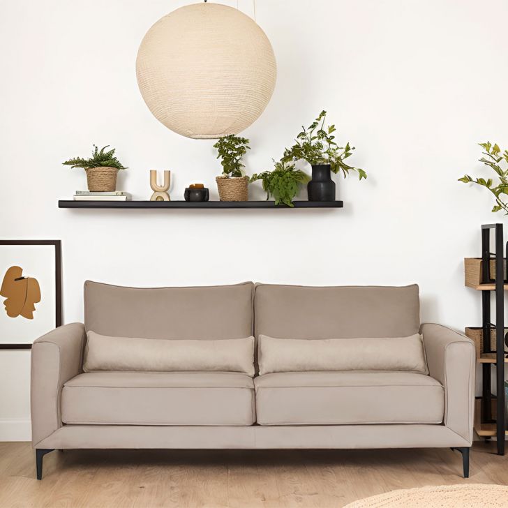 Sofá 3 Lugares Versatti Suede Bege 210 Cm