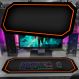 Tapete Mousepad Protetor De Mesa Gamer Preto Borda Laranja - 70x35cm