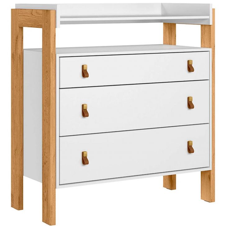 Cômoda Infantil 3 Gavetas com Nicho Fofura Branco Acetinado