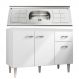 Balcão Gabinete Gabriela com Pia Inox 120cm 3 Portas Branco/Preto - AJL Móveis