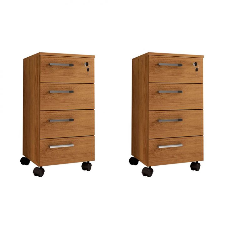 Conjunto com 2 Gaveteiros Paris 8 GV Freijó