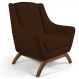 Poltrona Decorativa Fixa Base de Madeira Juliet D02 Veludo Marrom C-276 - Lyam Decor