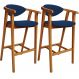 Kit 02 Banquetas Alta Cozinha Bancada Bar Sala de Jantar Fixa Cecília L02 Suede Azul Marinho - Lyam