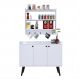 Kit Casa Completa Aparador Buffet 3 Portas Pés Palito Wood New Armário Suspenso Prateleiras Ganchos Organizadores Amélia - Branco - RPM Móveis