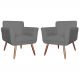 Kit 02 Poltronas Decorativas Isa em Tressê Suede Cinza - DS Estofados