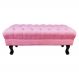 Puff Calçadeira Retrô 1,00 Metro Luis Xv Capitonê Suede Rosa - DS Estofados