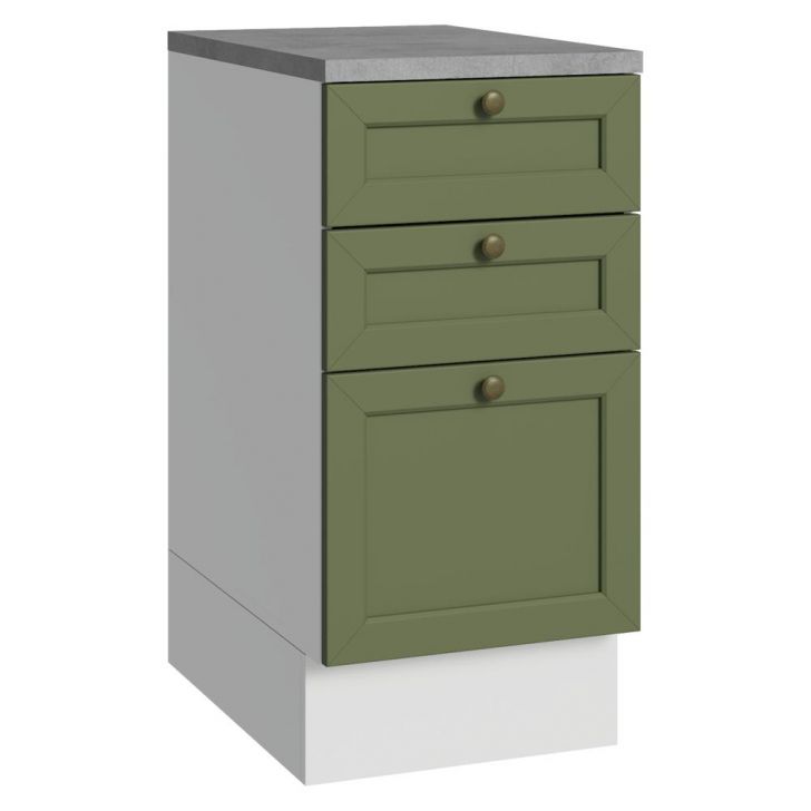 Balcão de Cozinha 40 cm 3 Gavetas Branco/Verde Vik Madesa