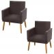 Kit 02 Poltronas Decorativas Lauren Pés Palito Suede Marrom - Desk Design
