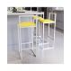 Jogo 3 Banqueta Alta Balcão Bistrô Industrial Branca Assento Estofado Amarelo