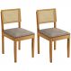 Conjunto 2 Cadeiras Jade 03 com Rattan Verona Grafite Pés em Madeira JCM
