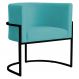 Poltrona Decorativa Sala de Estar Luana Base Preta Veludo Azul Turquesa - Montanaris Decor