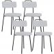 Kit 04 Cadeiras Decorativas Estofada Para Sala De Jantar Barcelona L02 Linho Cinza - Lyam Decor