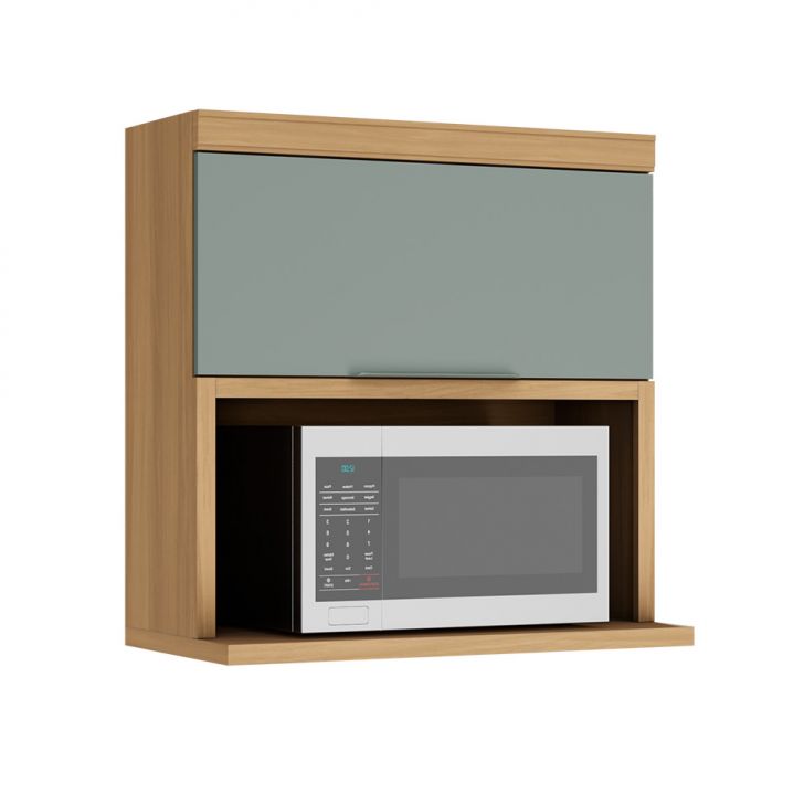 Armário Aéreo com Nicho Marquesa 100% MDF 1 Porta Verde e Nature