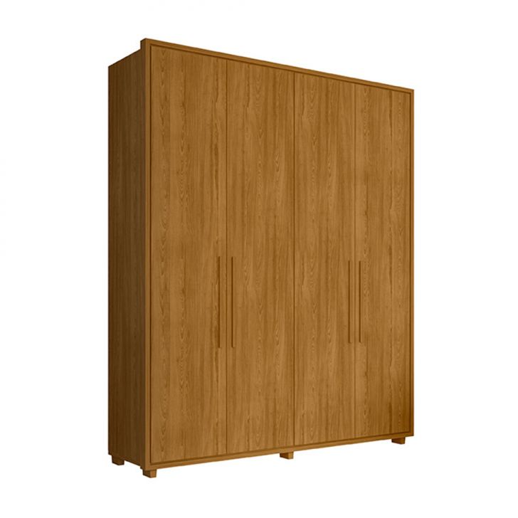 Guarda-roupa Solteiro Greco 4 Portas 3 Gavetas Cumaru