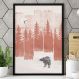 Quadro Decorativo Pintura Floresta e Urso-24x34Cm