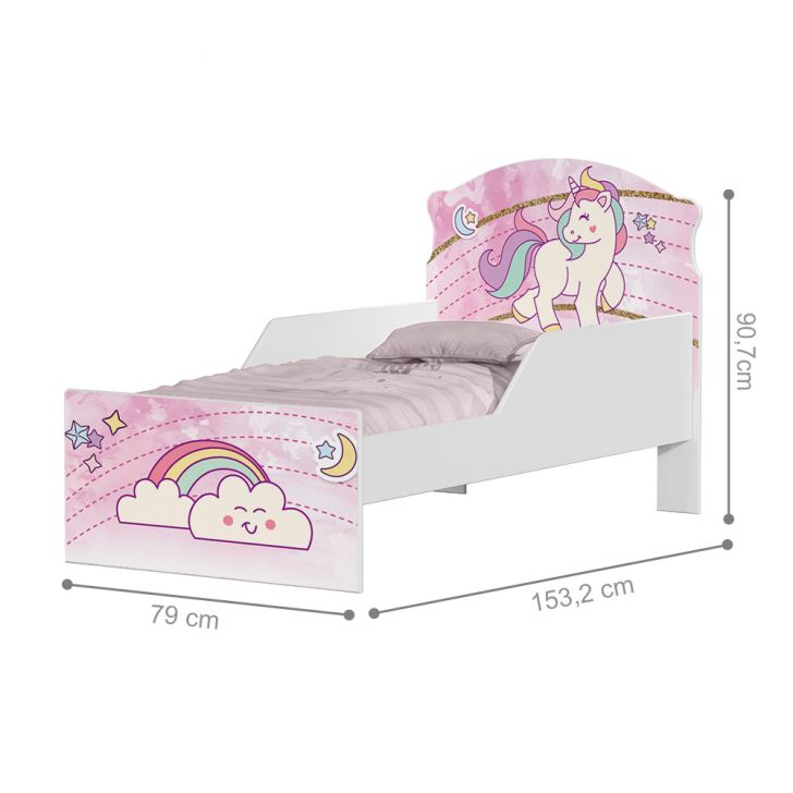 Mini Cama Unicónio Rosa Com Colchão