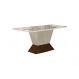 Mesa de Jantar 6 Lugares 1,60m Tampo MDF/Vidro Larissa Moveis Leifer Braúna/Off White, Reto com vidro