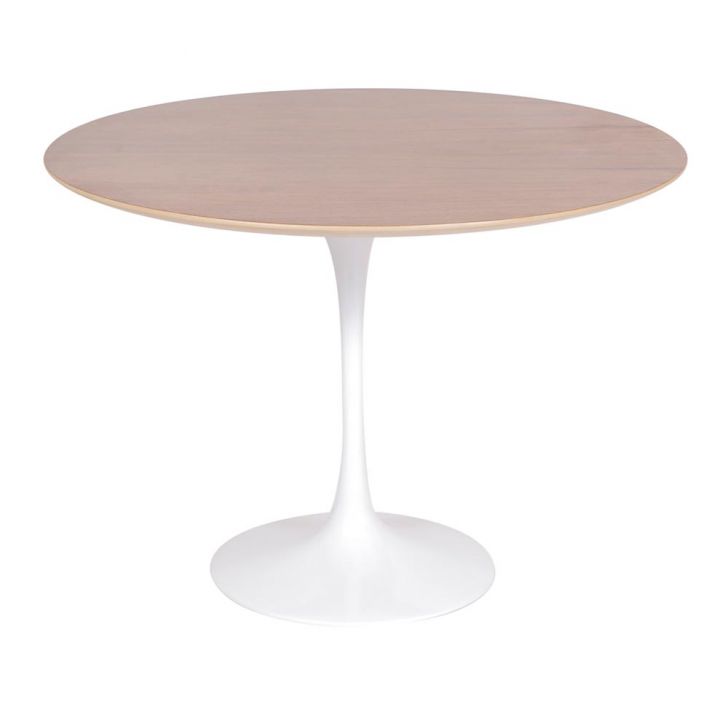 Mesa Saarinen Redonda Imbuia 107cm - Base Branca