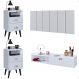 Kit Quarto 2 Mesinhas Mesa Lateral Cama Penteadeira Suspensa Camarim Branco Cabeceira King Size 1,95 Estofada Corino - Lojas RPM