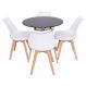 Conjunto Mesa Redonda Eiffel 70cm Preta com 4 Cadeiras Saarinen Branca