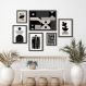 Kit 6 Quadros Abstratos- Formas Preto E Branco - com vidro