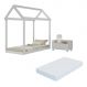 Cama Infantil Montessoriana com Colchão Incluso e Mesa de Cabeceira Bambolê Multimóveis MX4286 Branco
