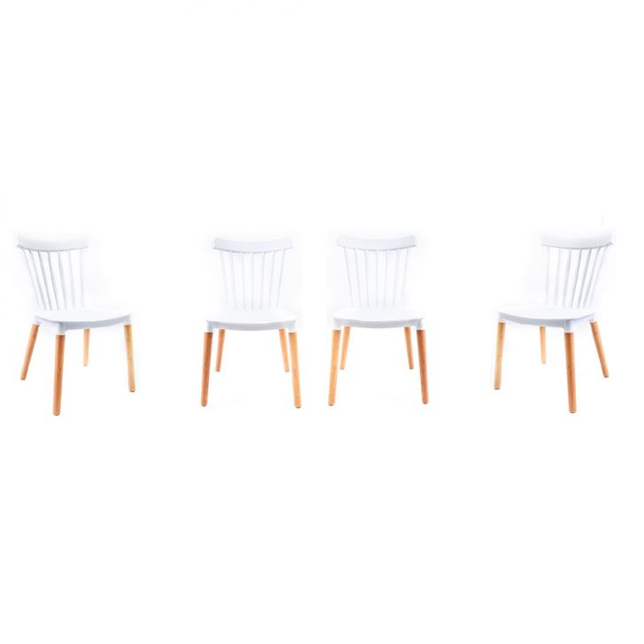Conjunto com 4 Cadeiras Windsor Branco