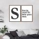 Quadro Letra S Frase Sorria 62x43 2-43x30 Caixa Marrom