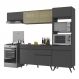 Armário de Cozinha Compacta 252cm Veneza Multimóveis V3691 Preto
