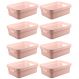 Conjunto 8 Caixas Organizadoras Cube Média 10,5L Plástico com Alças Laterais OU Rosé Nude