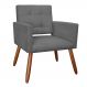Poltrona Decorativa Camila Pés Palito Suede Cinza - DS Estofados