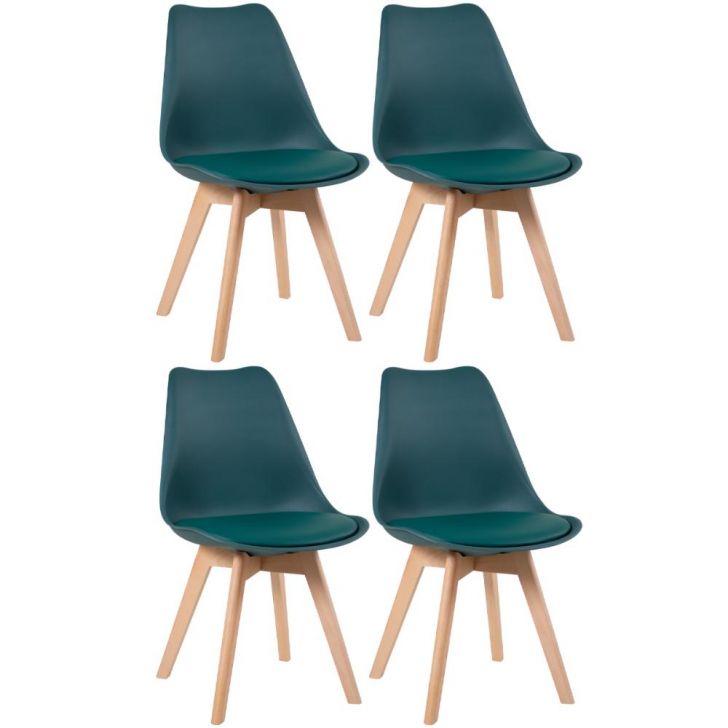 Kit 4 cadeiras Leda com assento estofado Verde-escuro