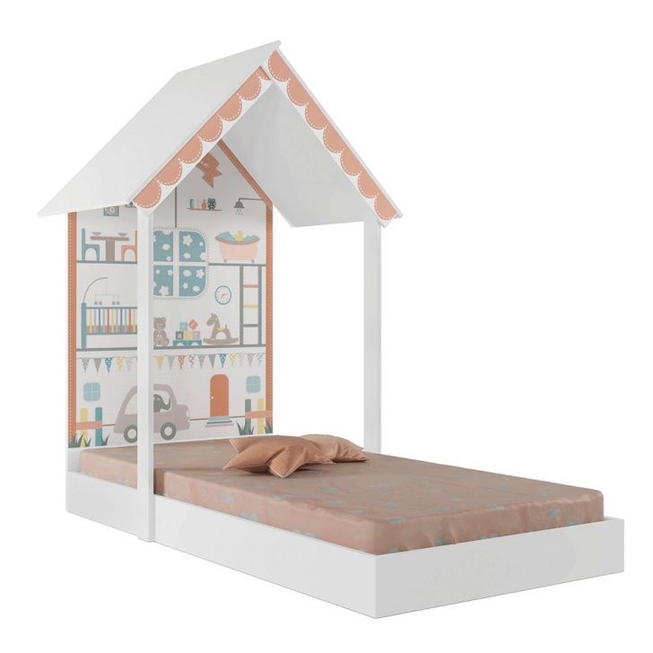 Mini Cama Montessoriana Sweetheart P13 Branco/Azul - Mpozenato