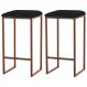 Kit 2 Banqueta Decorativa Billie Base Bronze Veludo Preto G41 - Gran Belo