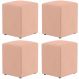 Kit 04 Puffs Quadrado L02 Decorativo Linho Rosê - Lyam Decor