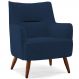 Poltrona Decorativa Fixa Pés de Madeira Isabella D02 Veludo Azul Marinho C-304 - Lyam Decor