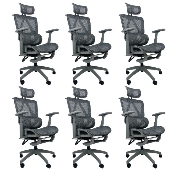 Kit 6 Cadeiras de Escritório Presidente Executiva Oficial Titan Cinza