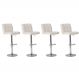 Kit 4 Banquetas Estofada Gomos Branca Base Giratória Cromada Altura Regulável Cozinha Bar Bancada