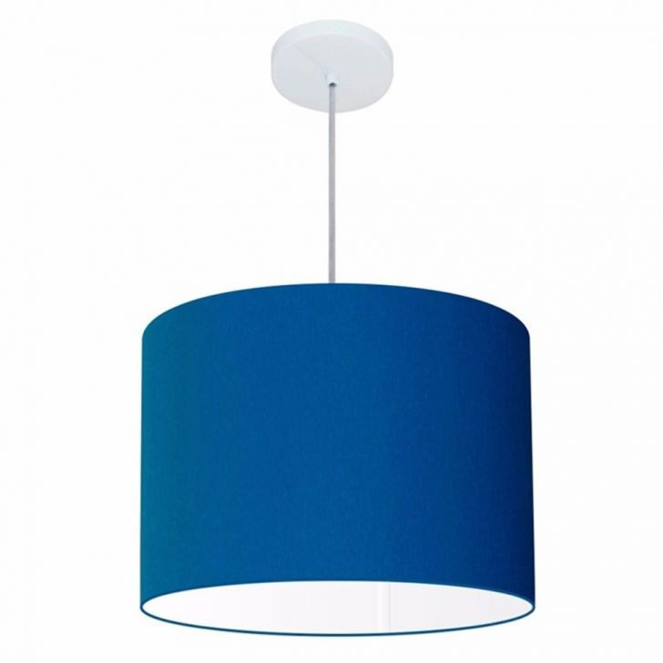 Pendente Cilíndrico Md-4146 Cúpula em Tecido 40x30cm Azul Marinho - Bivolt