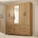 Guarda-Roupa Casal com Espelho 6 Portas 4 Gavetas 192cm Multimóveis CR35285 Amêndola Touch