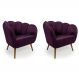 Conjunto com 2 Poltronas Ariel Veludo Uva e Dourado