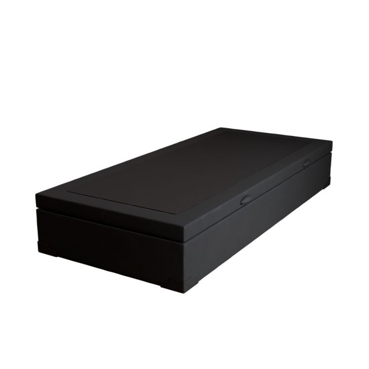 Base Para Cama Box Solteiro Martin Premium Com Baú Suede (47x88x188) Preta