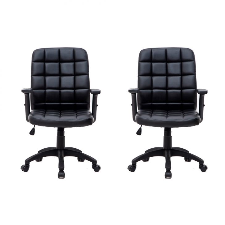 Conjunto com 2 Cadeiras de Escritório Diretor Giratórias Fitz com Braços Ajustáveis Preto