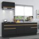 Cozinha Compacta com Rodapé Veneza Multimóveis MP2109 com Armário e Balcão Preta