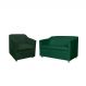 Combo 01 Namoradeira mais 01 Poltrona Decorativa Tilla Pés Cromados Suede Verde - DS Estofados