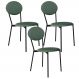 Kit 03 Cadeiras Estofada Para Sala de Jantar Azuri Preto C01 Courino Verde Sálvia - Lyam Decor