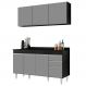 Armário Aéreo Argélia e Balcão Gabinete 150cm Marrocos Preto/Cinza - Lumil Móveis